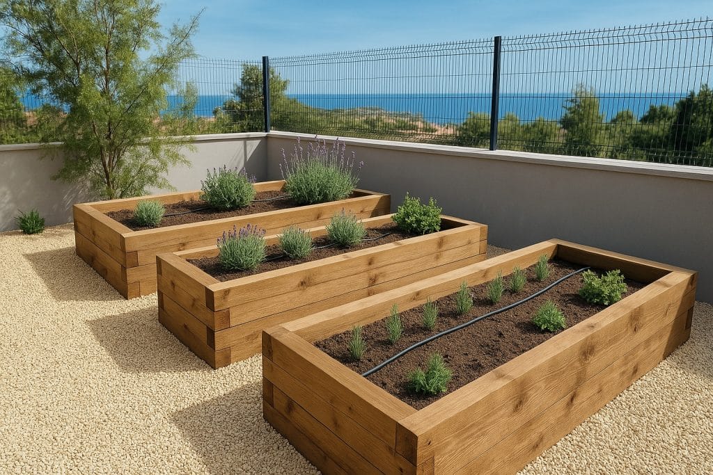 diseño de jardín con macetas en Alicante